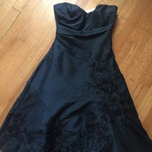 Karen Millen A Line Dress embellished beaded strapless prom cocktail size 4